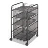 Onyx Mesh Mobile File With Two Supply Drawers, Metal, 1 Shelf, 3 Drawers, 15.75" x 17" x 27", Black
