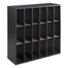 Wood Mail Sorter With Adjustable Dividers, Stackable, 18 Compartments, 33.75 x 12 x 32.75, Black