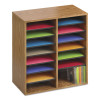 Wood/Laminate Literature/Cd Sorter, 16 Compartments, 19.5 x 11.75 x 21, Medium Oak
