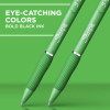 S-Gel Fashion Barrel Gel Pen, Retractable, Medium 0.7 Mm, Black Ink, Green Barrel, 4/Pack