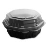 Octaview Hinged-Lid Hot Food Containers, 6.3 x 3.1 x 1.5, Black/Clear, Plastic, 200/Carton