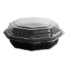 Octaview Hinged-Lid Hot Food Containers, 6.3 x 1.2 x 1.2, Black/Clear, Plastic, 200/Carton