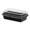 Creative Carryouts Hinged Plastic Hot Deli Boxes, 28 Oz, 7.87 X 5.4 X 3, Black/Clear, 200/Carton