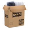 Octaview Hinged-Lid Cold Food Containers, 3 Compartments, 36 Oz, 9.57 x 9.2 x 2.4, Black/Clear, Plastic, 100/Carton