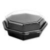 Octaview Hinged-Lid Cold Food Containers, 28 Oz, 7.94 x 7.5 x 3.2, Black/Clear, Plastic, 100/Carton