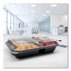 Hinged-Lid Dinner Box, 3 Compartments, 32 Oz, 11.5 x 8.1 x 3, Black/Clear, Plastic, 100/Carton