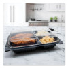 Hinged-Lid Dinner Box, 3 Compartments, 32 Oz, 11.5 x 8.1 x 3, Black/Clear, Plastic, 100/Carton