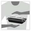 Creative Carryouts Hinged Plastic Hot Deli Boxes, 4 Compartments, 8.05 x 11.5 x 2.95, Black/Clear, 100/Carton