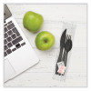 Impress Heavyweight Full-Length Polystyrene Cutlery Kit, Fork/Knife/Napkin/Pepper/Salt/Spoon, Plastic, Black, 750/Carton