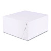 White One-Piece Non-Window Bakery Boxes, Standard, 10 x 10 x 5, White/Brown, Paper, 100/Bundle
