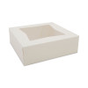 White Window Bakery Boxes With Attached Flip Top, 4-Corner Beers Design, 8 x 8 x 2.5, White, Paper, 200/Carton