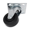 Replacement Plate Casters, Rigid Mount Plate, 3.5" Rubber Wheel, Black