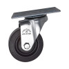 Replacement Plate Casters, Rigid Mount Plate, 3.5" Rubber Wheel, Black