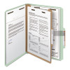 Recycled Pressboard Classification Folders, 2/5-Cut Tab, Expands2", 1 Divider, 4 Fasteners, Letter Size, Gray-Green, 10/Box