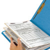 Colored Top Tab Classification Folders, 2/5-Cut Tab, Expands 2", 2 Dividers, 6 Safeshield Fasteners, Letter Size, Blue, 10/Bx