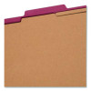 Pressboard Top Tab Classification Folders, Expands 2", 2 Dividers, 6 Safeshield Fasteners, Letter Size, Bright Red, 10/Box