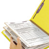 Pressboard Top Tab Classification Folders, Expands 2", 2 Dividers, 6 Safeshield Fasteners, Letter Size, Yellow, 10/Box