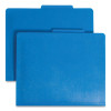 Poly Classification Folders, 2/5-Cut Tab: Right Of Center, Expands 2", 2 Dividers, 6 Fasteners, Letter Size, Blue, 10/Box
