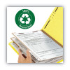 Recycled Pressboard Classification Folders, 2/5-Cut Tab, Expands 2", 2 Dividers, 6 Fasteners, Letter Size, Yellow, 10/Bx