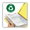 Recycled Pressboard Classification Folders, 2" Expansion, 2 Dividers, 6 Fasteners, Letter Size, Yellow Exterior, 10/Box