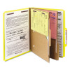 Pressboard Top Tab Pocket Classification Folders, Expands 2", 2 Dividers, 6 Safeshield Fasteners, Letter Size, Yellow, 10/Box