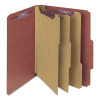 Pressboard Classification Folders, 2/5-Cut Tab, Expands 3", 3 Dividers, 8 Safeshield Fasteners, Letter Size, Red, 10/Box