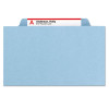 Pressboard Top Tab Classification Folders, 2/5 Tab, Expands 3", 3 Dividers, 8 Safeshield Fasteners, Letter Size, Blue, 10/Box