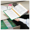 Pressboard Top Tab Classification Folders, 2/5 Tab, Expands 3", 3 Dividers, 8 Safeshield Fasteners, Letter Size, Green, 10/Bx