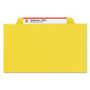Pressboard Top Tab Classification Folder, 2/5 Tab, Expands 3", 3 Dividers, 8 Safeshield Fasteners, Letter Size, Yellow, 10/Bx