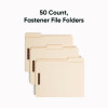 Top Tab Fastener Folder, 1/3-Cut Tab: Assorted, Expands 0.75", 2 Fasteners, Letter Size, Manila, 50/Box