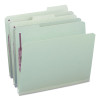 Recycled Pressboard Fastener Folders, 1/3 Tab: Assorted, Expands 1", 2 Safeshield Fasteners, Letter Size, Gray-Green, 25/Box