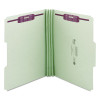 Recycled Pressboard Fastener Folders, 1/3 Tab: Assorted, Expands 3", 2 Safeshield Fasteners, Letter Size, Gray-Green, 25/Box