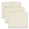 Recycled Pressboard Folders, Two Safeshield Coated Fasteners, 2/5-Cut: R Of C, 1" Expansion, Letter Size, Gray-Green, 25/Box