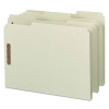 Recycled Pressboard Fastener Folders, 1/3-Cut Tab: Assorted, Expands 1", 2 Fasteners, Letter Size, Gray-Green, 25/Box
