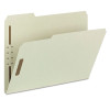 Recycled Pressboard Fastener Folders, 1/3-Cut Tab: Assorted, Expands 1", 2 Fasteners, Letter Size, Gray-Green, 25/Box