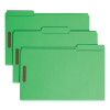 Top Tab Colored Fastener Folders, 1/3-Cut Tab: Assorted, Expands 0.75", 2 Fasteners, Legal Size, Green, 50/Box