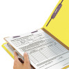 Pressboard Top Tab Classification Folders, Expands 2", 1 Divider, 4 Safeshield Fasteners, Legal Size, Yellow, 10/Box