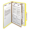 Pressboard Top Tab Classification Folders, Expands 2", 1 Divider, 4 Safeshield Fasteners, Legal Size, Yellow, 10/Box