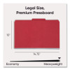 Six-Section Pressboard Top Tab Classification Folders, Six Safeshield Fasteners, 2 Dividers, Legal Size, Bright Red, 10/Box