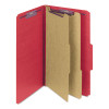 Pressboard Top Tab Classification Folders, Expands 2", 2 Dividers, 6 Safeshield Fasteners, Legal Size, Bright Red, 10/Box