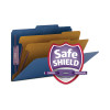 Six-Section Pressboard Top Tab Classification Folders, Six Safeshield Fasteners, 2 Dividers, Legal Size, Dark Blue, 10/Box