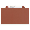 Pressboard Classification Folders, 2/5-Cut Tab, Expands 2", 2 Dividers, 6 Safeshield Fasteners, Legal Size, Red, 10/Box