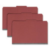 Pressboard Top Tab Pocket Classification Folders, Expands 2", 2 Dividers, 6 Safeshield Fasteners, Legal Size, Red, 10/Box