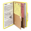 Pressboard Top Tab Pocket Classification Folders, Expands 2", 2 Dividers, 6 Safeshield Fasteners, Legal Size, Yellow, 10/Box