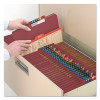 Pressboard Classification Folders, Eight Safeshield Fasteners, 2/5-Cut Tabs, 3 Dividers, Legal Size, Red, 10/Box
