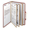 Pressboard Classification Folders, Eight Safeshield Fasteners, 2/5-Cut Tabs, 3 Dividers, Legal Size, Red, 10/Box