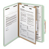 Recycled Pressboard Classification Folders, 2/5-Cut Tab, Expands3", 3 Dividers, 8 Fasteners, Legal Size, Gray-Green, 10/Box