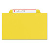 Pressboard Top Tab Classification Folders, 2/5 Tab, Expands 3", 3 Dividers, 8 Safeshield Fasteners, Legal Size, Yellow, 10/Bx