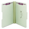 Recycled Pressboard Fastener Folders, 1/3-Cut Tabs, Two Safeshield Fasteners, 2" Expansion, Legal Size, Gray-Green, 25/Box