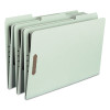 Recycled Pressboard Fastener Folders, 1/3-Cut Tab: Assorted, Expands 1", 2 Fasteners, Legal Size, Gray-Green, 25/Box